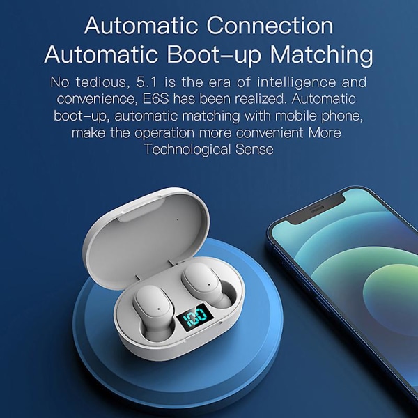 E6s Tws Fone Bluetooth kuulokkeet Langattomat kuulokkeet Led-näyttö Melua vaimentavat kuulokkeet mikrofonilla Langaton Pk E7 A6 Y30 Y50 I7 (FMY) Blue Earbuds