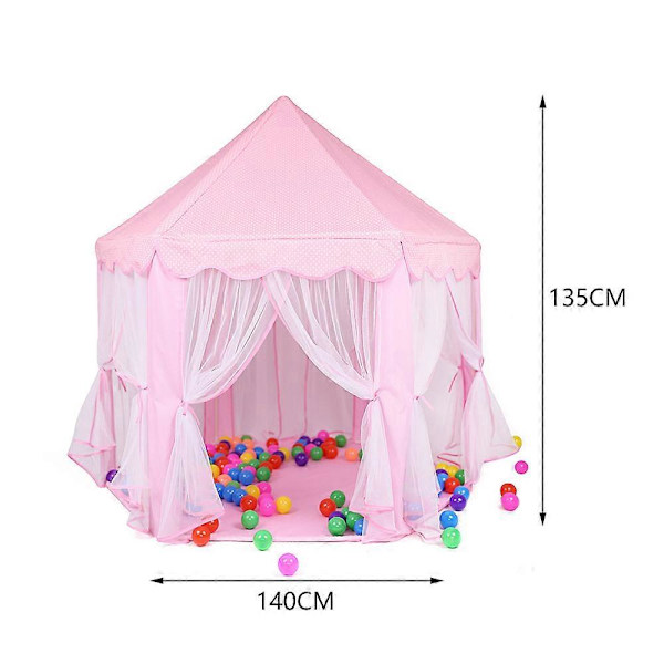 Hexagonaltält för barn, stort, rosa, för inomhuslek (FMY)