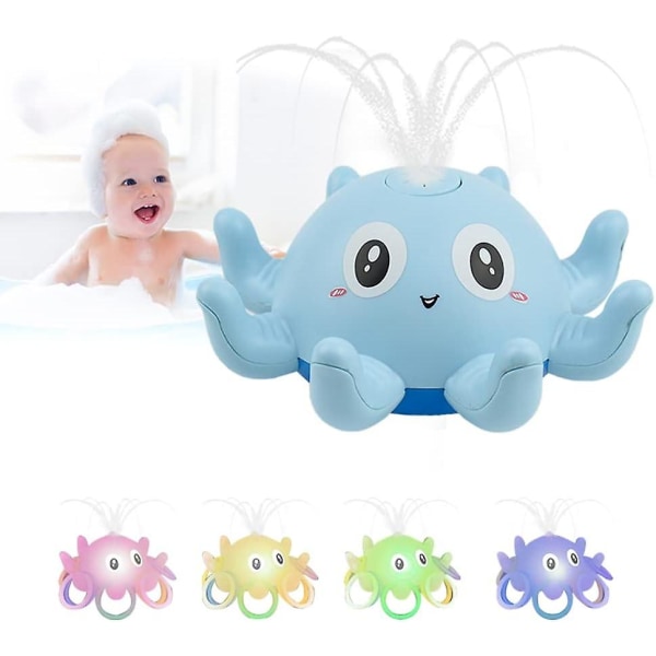Octopus induktionsvandspray babybadelegetøj, udendørs pool springvand lys op legetøj med 4 farver led lys, sjovt design havdyr - blå (FMY)