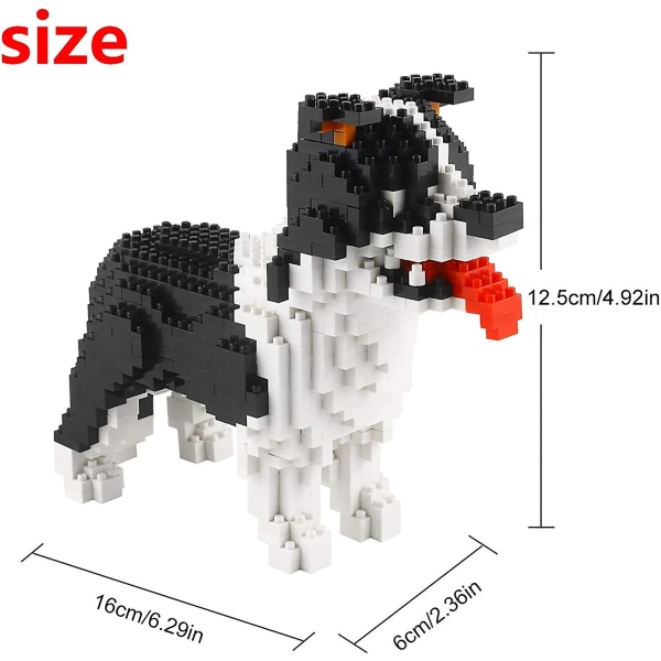 950 delar Border Collie hund mikrobyggstenar, djur miniblock tegel leksaksuppsättning Kljm-02 (border collie)  (FMY)