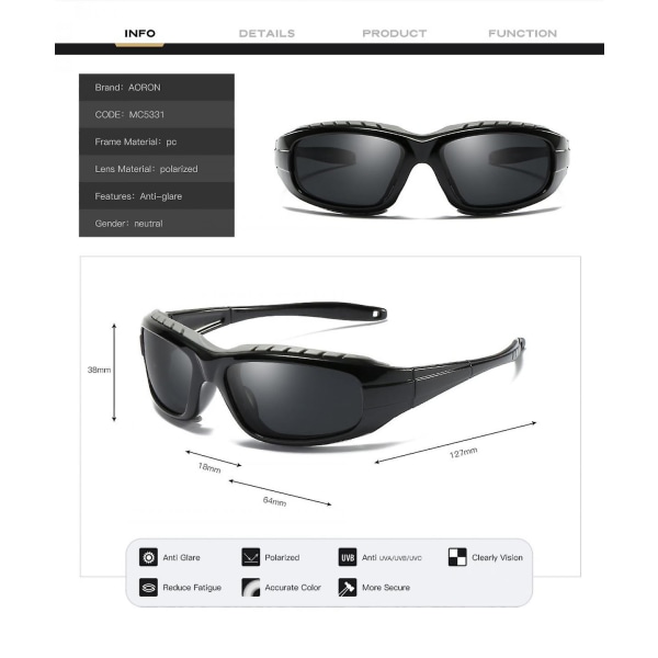 Polariserade sportsolglasögon för män: Uv-skyddande solglasögon för bilkörning Fiske Baseball Cykling Golf Motorcykel (FMY)