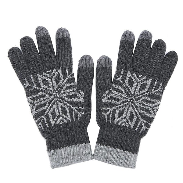 1 par Thicken Screen Touch-hansker Strikkede varme hansker Vindtette vinterhansker for utendørs menn (grå) (FMY)