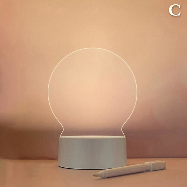 Kreativ LED-notatblokk nattlys USB-tavle med penn DIY nattlampe (FMY) White C