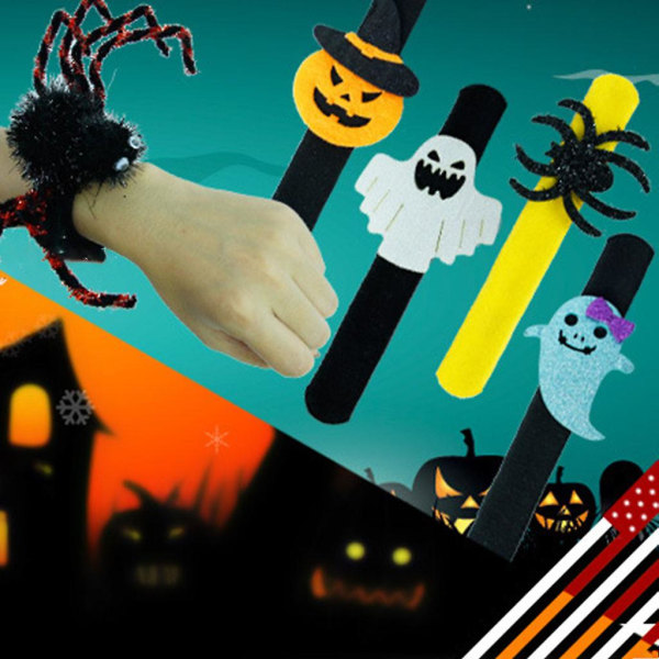 Halloween Slap Armband För Barn Armband Leksaker Bulk Party Favors Klassrumspriser Halloween Party Presentpåse Fyllnadsförsörjning (FMY)