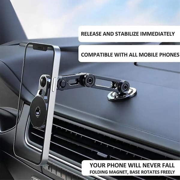 Universal 360 bilfönstertelefonhållare, magnetiskt bilfäste automatiskt infällbart telefonställ, handsfree bilfästen Mobiltelefonställ (FMY)
