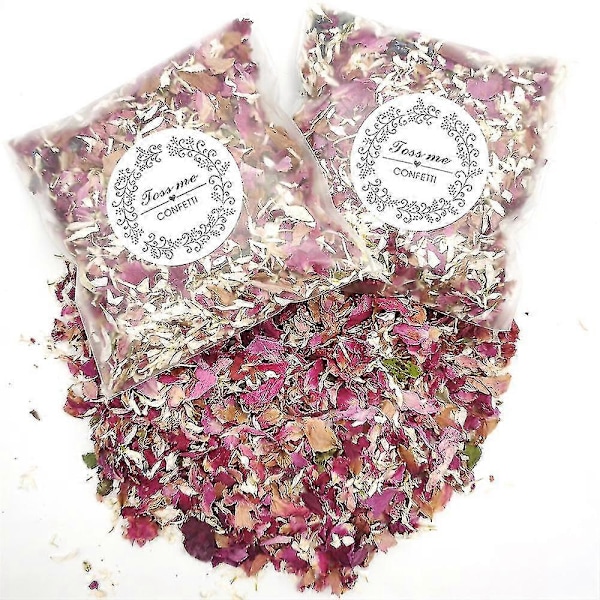 10 Förpackningar Naturlig Bröllopskonfetti Torkade Blomblad, Biologiskt Nedbrytbar Rosbladskonfetti Bröllopsfest Dekoration (FMY)