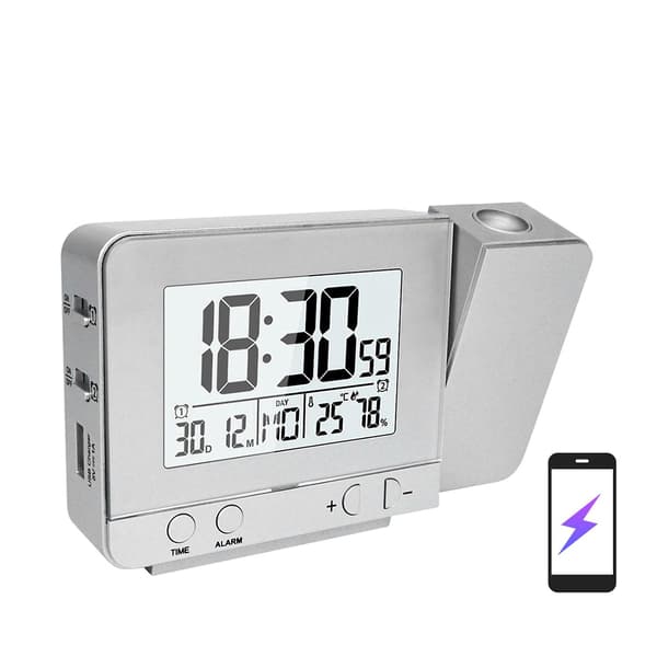 Projektionsväckarklocka för Sovrum med Termometer Hygrometer Digital Projektionstakklocka Dimbar (FMY)