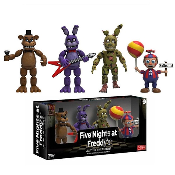 4-pack Five Nights At Freddy's Figuriner Ornament FNAF Foxy Bonnie Bear Leksaker i Ask (FMY) B