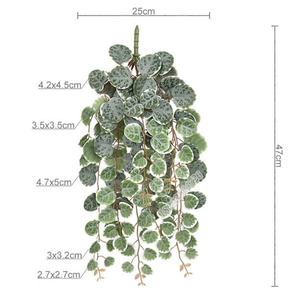 QingHai Kunstig Hengende Hjerteranke Plante Veggmontert Lavt Vedlikehold Falsk Eucalyptus Simulert Rotting (FMY) Green