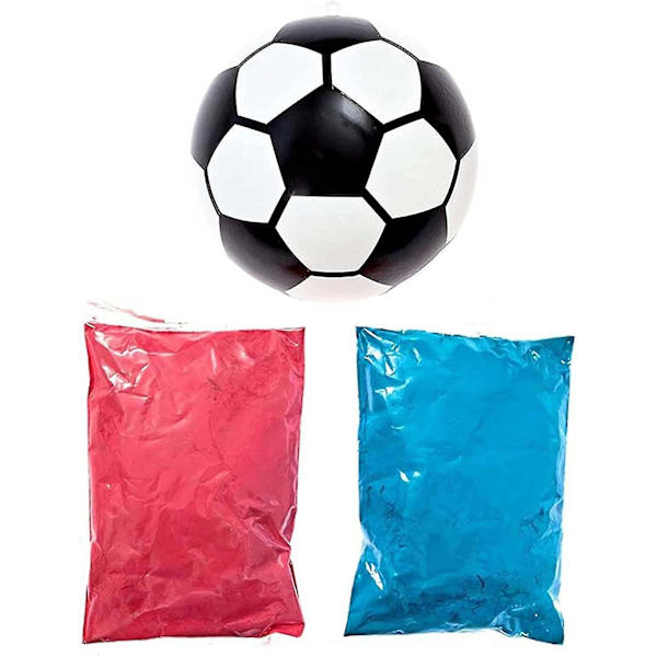 Fodbold til kønsafsløring, Fodbold med kønsindikation, Blåt og pink pulverkit, Kønsafsløringslege til dreng eller pige Kønsafsløringsfest (FMY)
