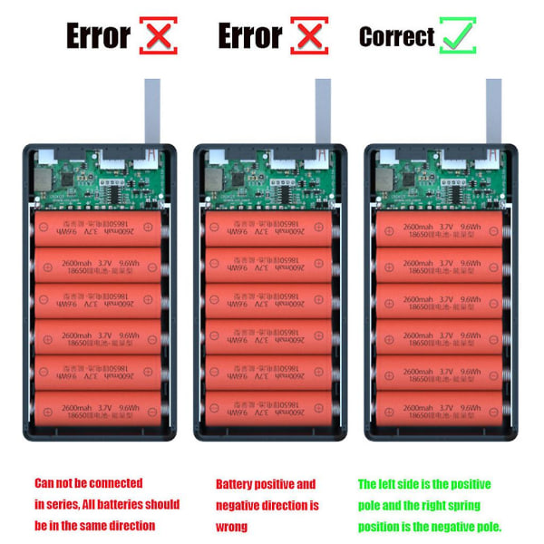 Lcd Display Qc3.0 Pd 12x18650 batteri til etui 5w/10w trådløs opladningsboks til (FMY)