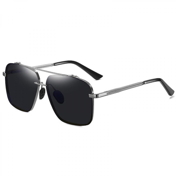 Trendy overdimensioneret firkantet metalstel solbriller til kvinder Mænd Flad spejlglas Uv-beskyttelse solbriller (FMY)