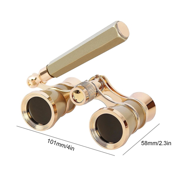 3x 25 Operakikare med Utdragbart Handtag Teaterkikare Unisex Present (FMY) golden