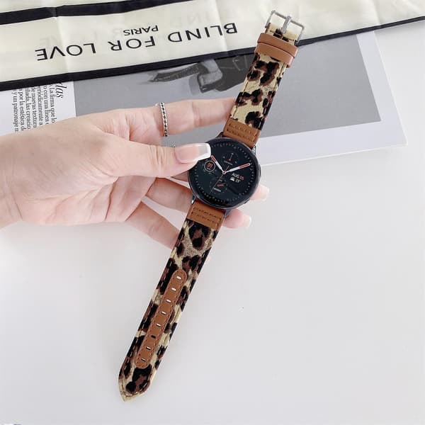 20mm Denim Läderklockarmband  (FMY) Brown Leopard