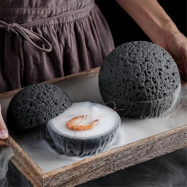Japansk Planet Vulkansk Sten Kunstnerisk Fad Pendul Skaldyr Sushi Sashimi Isplade Røgplade, 1 (FMY) Black