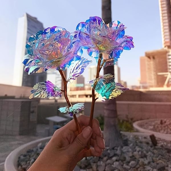 10 stk. Levende Galaxy Rose Kunstige Blomster - Regnbuefarve, Gradient Effekt, Langvarig, Realistiske Blomsterblade - Perfekte Gaver til Morsdag (FMY) 10pcs