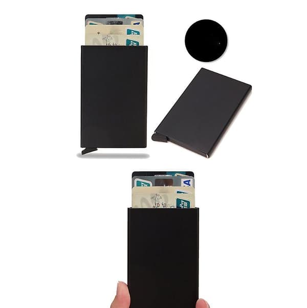 Sort kortholder med RFID-beskyttelse Sorte aluminiumsrum  (FMY)