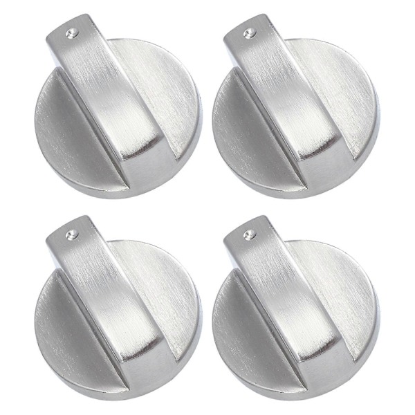 4 stk. Erstatningsknapper for komfyr, universelle elektriske komfyrknapper, metallbrennerkontrollknapper (FMY) Silver 4x4cm
