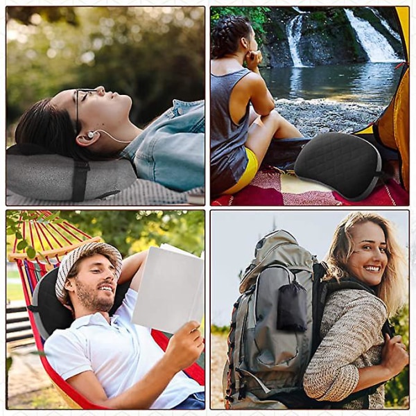 Uppblåsbar kudde för camping, ryggsäckskudde, resor, vandring, campingkudde - Avtagbart cover, kompakta ultralätta luftkuddar (FMY)