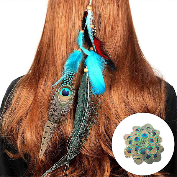 20 kpl Peacock Feather - Upea ja silmiinpistävä Peacock Eyes -kuvio, luonnonhöyheniä DIY- käsitöihin ja koristeluun (FMY) 20PCS