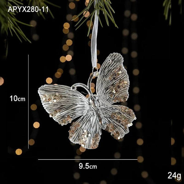 Julepynt Sequin Akryl Hængende Transparent Snefnug Butterfly Elk Juletræ Pynt Glædelig Jul (FMY) C