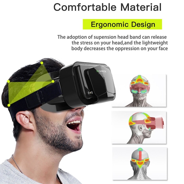 G10 VR-glasögon Kraftfull Jätteskärm Immersiv Panorama Roaming Virtual Reality-glasögon för Mobiltelefon (FMY) Black C