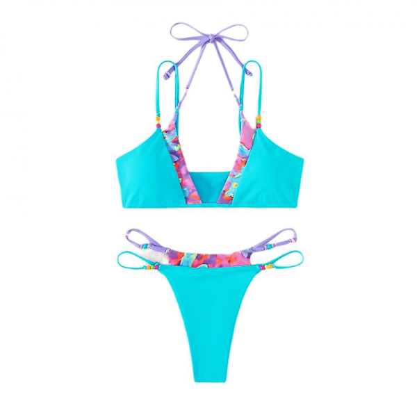 \"Kontrastivärinen Bikini Uimapuku Kolmio Bikini Uimapuvut Kesäranta Uimapuku Uimapuku Naisten Uimapuku Jaettu Uimapuku (L)\" (FMY)