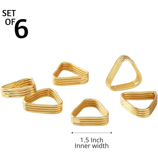 Guld servettringar set om 6, rustika metall servettringar för bondgård, dekorativa (FMY)