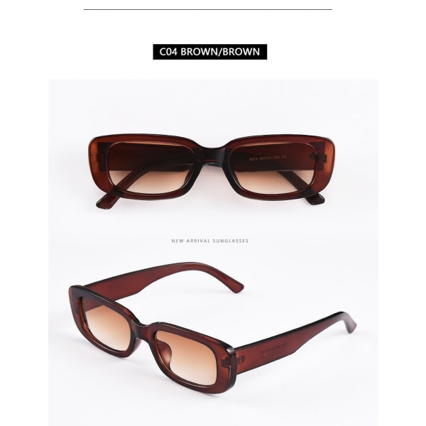 Rektangulære solbriller for kvinner Retro mote solbriller Uv 400 Protection Square Frame Eyewear (FMY)