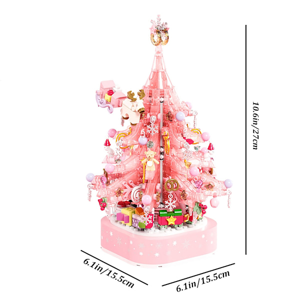 675 osaa Pink Building Block Crystal Joulukuusi, söpöillä poroilla ja teddykarhulla - täydellinen uusivuosilahja (FMY) Christmas Gift