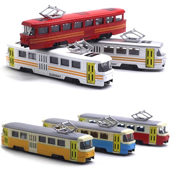 Farfi Klassisk Togsporvogn Diecast Træk Tilbage Model med LED Musik Udviklingslegetøj til Børn (FMY) Blue