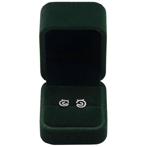 Klassisk fløyelsforlovelsesringboks, ørepynt-etui, gaveboks (FMY) Green