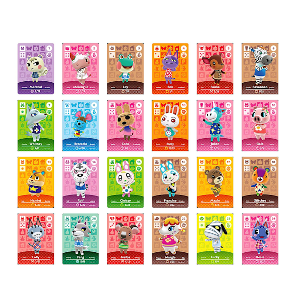 24pcs Mini Game Card Video Cartridge Collection Animal Crossing Fit For Switch  (FMY)