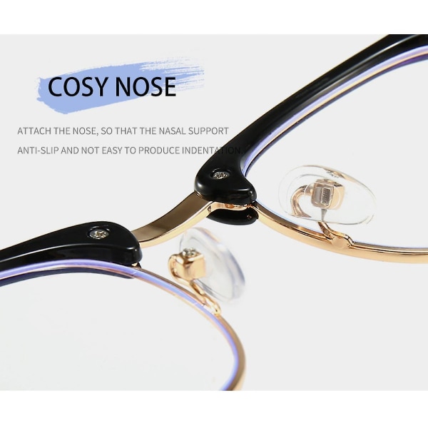 Blåt lys blokerende briller Retro semi kantløse Uv400 klar linse computerbriller til mænd, kvinder (FMY)