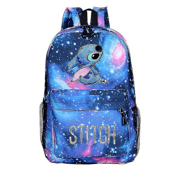 Unisex-reppu, jossa on piirrettyjä ompeleita, opiskelijoiden reppu, matkalaukku_x  (FMY) Starry sky blue