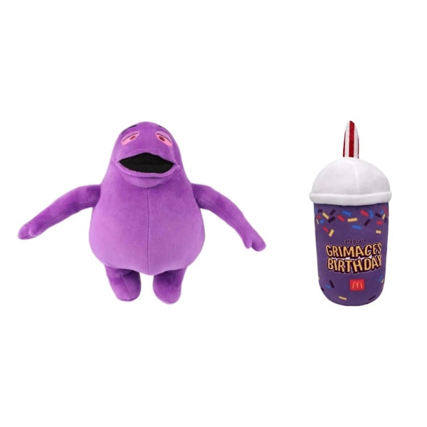 1-2 stk. Grimace fødselsdag Grimace plyslegetøj Grimace Shake plysfarvet dukke spil udstoppet dyr blødt legetøj maskot flaske gave dreng barn (FMY) d set of 2 About 20cm