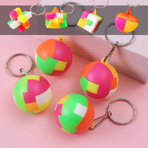 4 st Puzzle Luban Lås Nyckelring Magisk Kub Barnleksaker För Barn Vuxna Antistress  (FMY) square