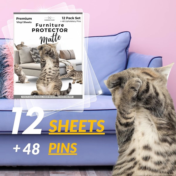 12 kpl, Matte Cat Scratch Furniture Protector, Cat Scratch Varoitus huonekaluille, Huonekalujen naarmuuntumissuojat Kissoille (FMY)