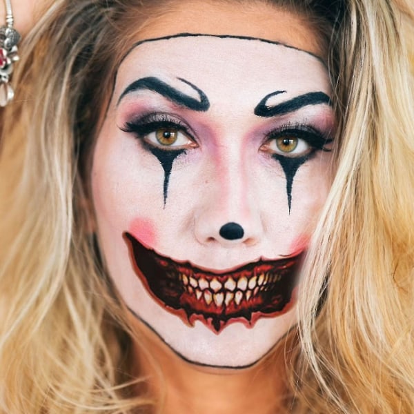 12 st Halloween Mouth Temporary Tatoo Stickers Skrämmande clown Vattentäta tatueringar Sticker Face Makeup Party Cosplay (FMY)