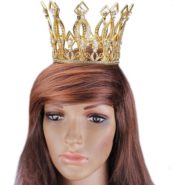 Height Luxury Full Crown Kirkas Rhinestone-Kristalli Hopea/Kultapinnoitettu Tiara Missinäytökseen Morsiamen Prom-Hääkruunu (kulta),wz-1513  (FMY)