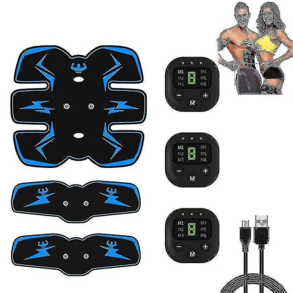 Vatsalihasstimulaattori vatsalihakset, lihasstimulaattori, Ems vatsalihakset -harjoittelija Body Toning Fitness, USB -ladattava (FMY)