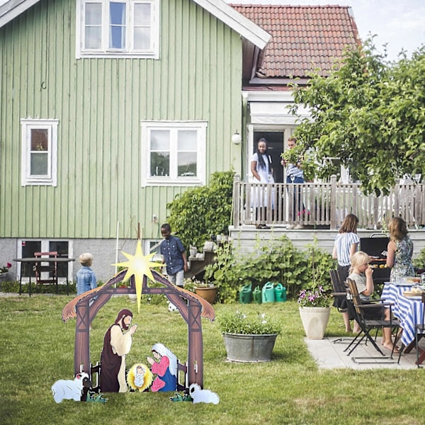 Holy Night Utendørs Julekrybbe Sett Høytidsdekorasjoner (FMY) A