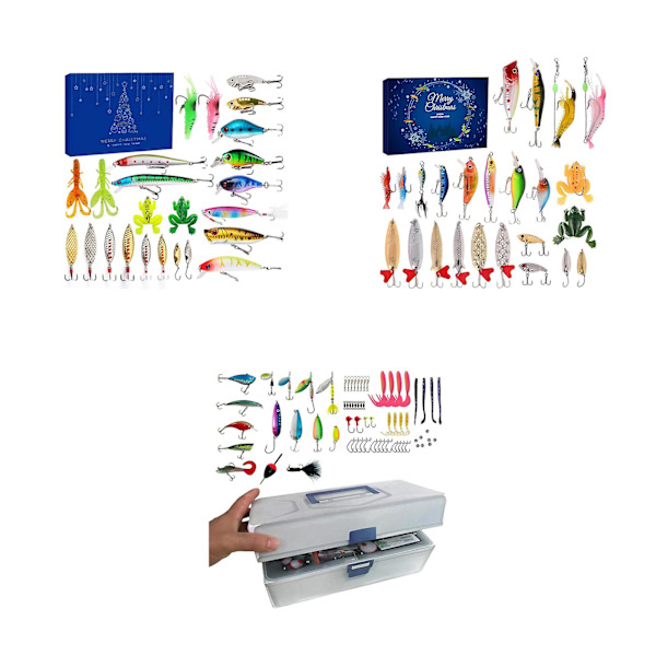 Julkalender för Fiske 2024, Fiskebete Julkalender, 24 Dagar Fiskebeten Set Present Julnedräkning Julkalender Fiske Set  (FMY)