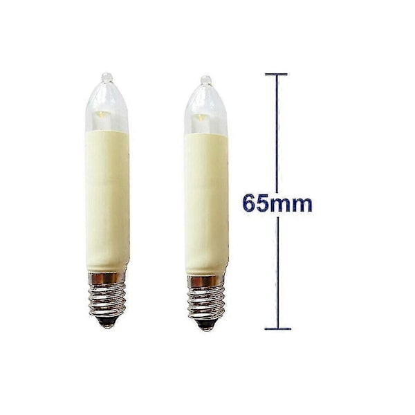 20 st E10 LED Ljusstake Liten Sockelkontakt 8-55v 0.1-0.2w Längd 65mm Ersättningslampa Schwibbogen  (FMY) A 10pcs