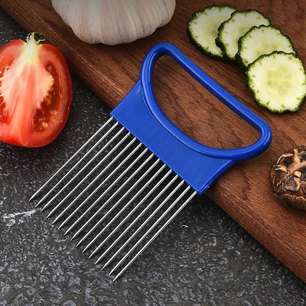 4 Stykker Løkholder Kutter Rustfritt Stål Løkkutter Grønnsak Tomatholder Kutter - Blå (FMY) style9037
