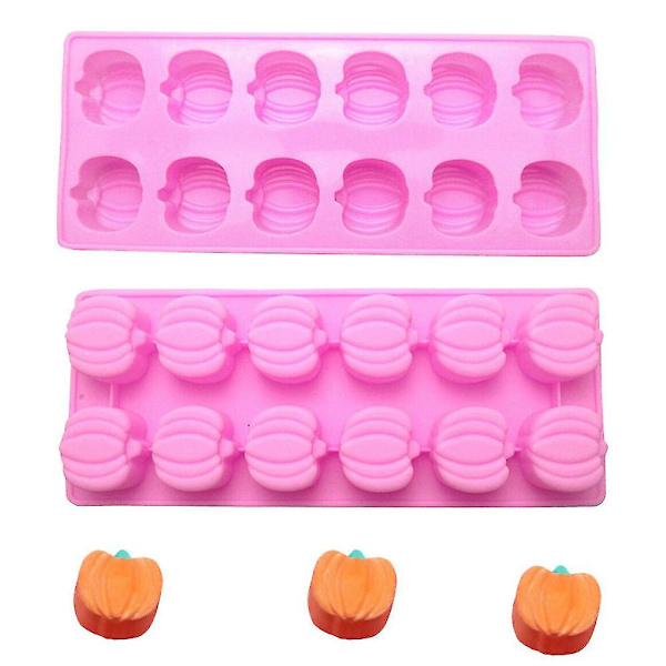 Halloween Silikonform i Håndtakform med 12 Hulrom for Kake, Hard Karamell, Sjokolade, Fondant, Gele, Isbrett, DIY-Lagde Kaker, Bakeform (FMY)