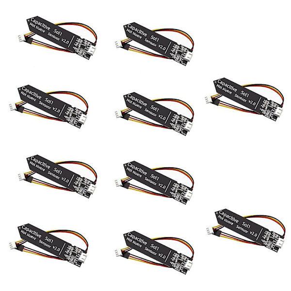 10 stk. Kapacitiv jordfugtighedssensor modul 3.3-5.5v 3-benet W/gravity ledning korrosionsbestandig til  (FMY) Black