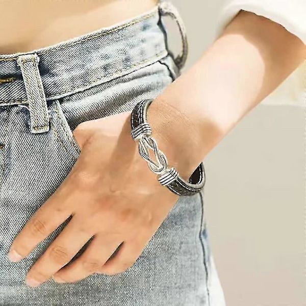 Mamma och dotter för alltid sammanlänkade flätad läderarmband Kvinnor Inspirerande armband Kvinnors rostfritt flätad läderarmband  (FMY) Daughter B