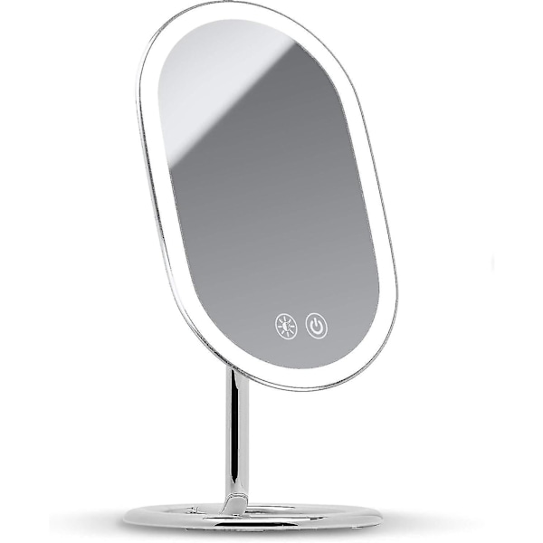 Fancii Væghængt LED-belyst Sminke Spejl, Genopladelig - Trådløst Oplyst Kosmetik Spejl Med 3 Dæmpbare Lysindstillinger, Dobbelt (FMY)
