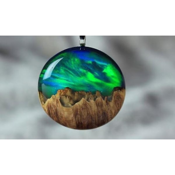 Wabjtam Northern Lights Opal Halsband,aurora Borealis Starry Necklace,opal Pendant Halsband For Women,present For Astronomy Lovers Smycken (grön) (FMY)